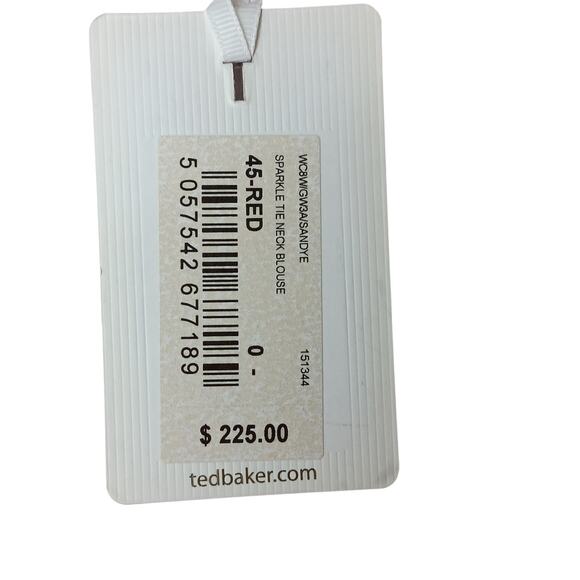 New Ted Baker Red Sparkle Rhinestone Holiday Blouse Size 0 (US XS) $225 - Picture 16 of 16